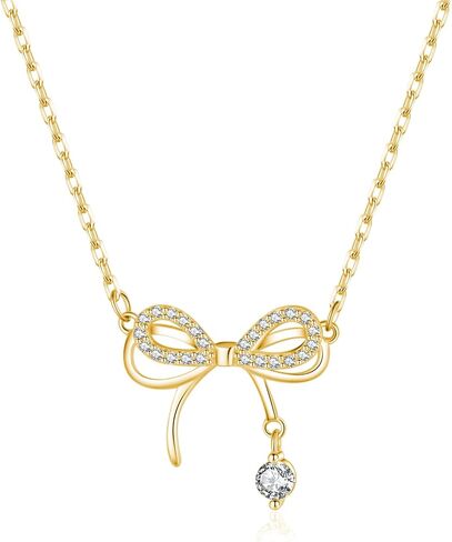 SLUYNZ 925 Sterling Silver Bow Choker Necklace for Women Teens CZ Bow Choker Necklace Pendant Bow Ribbon Necklace in Saudi Arabia