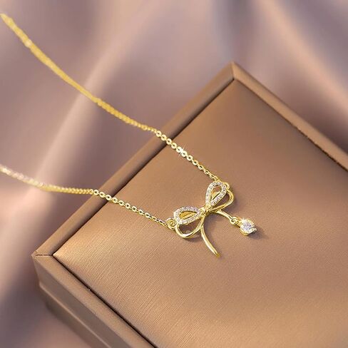 SLUYNZ 925 Sterling Silver Bow Choker Necklace for Women Teens CZ Bow Choker Necklace Pendant Bow Ribbon Necklace in Saudi Arabia