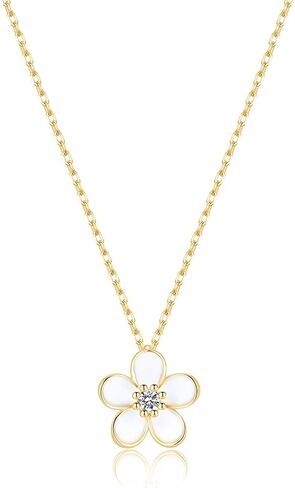Sluynz Solid 925 Sterling Silver Flower Rlglace للقلادة للنساء المراهقات قلادة قلادة زهرة بيضاء in Saudi Arabia