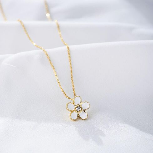 Sluynz Solid 925 Sterling Silver Flower Rlglace للقلادة للنساء المراهقات قلادة قلادة زهرة بيضاء in Saudi Arabia