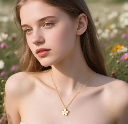 Reffeer Solid 925 Sterling Silver Daisy Flower Necklace Choker for Women Teen Girls Flower Pendant Necklace in Kuwait