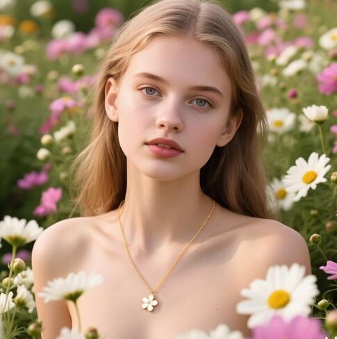Reffeer Solid 925 Sterling Silver Daisy Flower Necklace Choker for Women Teen Girls Flower Pendant Necklace in Kuwait