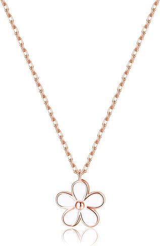 Reffeer Solid 925 Sterling Silver Daisy Flower Necklace Choker for Women Teen Girls Flower Pendant Necklace in Saudi Arabia