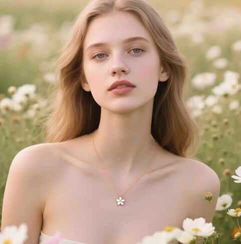 Reffeer Solid 925 Sterling Silver Daisy Flower Necklace Choker for Women Teen Girls Flower Pendant Necklace in Saudi Arabia
