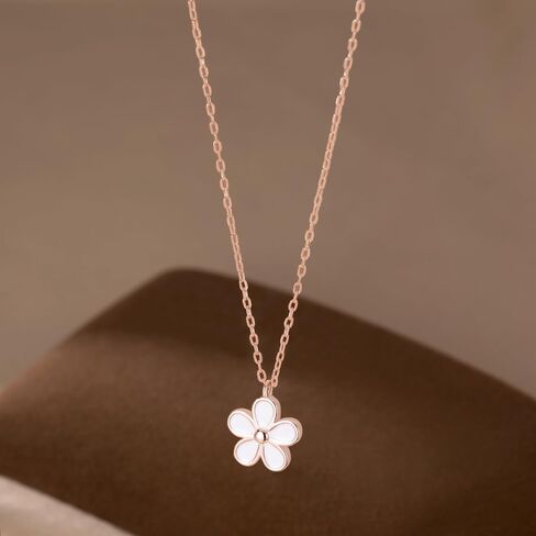 Reffeer Solid 925 Sterling Silver Daisy Flower Necklace Choker for Women Teen Girls Flower Pendant Necklace in Saudi Arabia