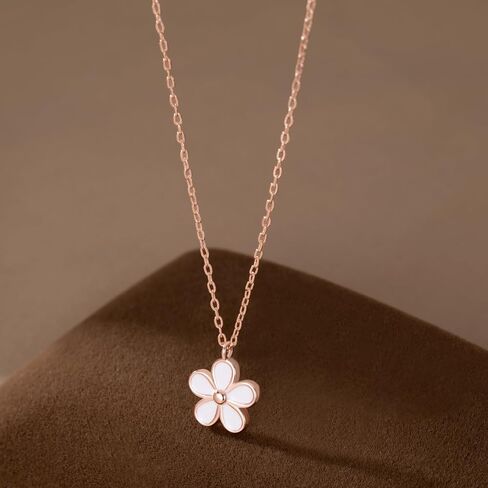 Reffeer Solid 925 Sterling Silver Daisy Flower Necklace Choker for Women Teen Girls Flower Pendant Necklace in Saudi Arabia