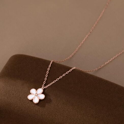 Reffeer Solid 925 Sterling Silver Daisy Flower Necklace Choker for Women Teen Girls Flower Pendant Necklace in Saudi Arabia