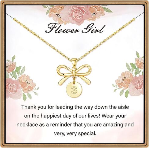 IEFLIFE FLOWER GIRL GIFTS - 14K GOLD PLATED DISC FLOWER FLOWER GIRL GIRL GIFTS for Girls from Bride ، Gowlace Gift for Girls on Wedder Bridal Party Jewelry in Kuwait