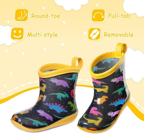 K KomForme Toddler Rain Boots Baby Easy-on Rain Shoes Lightweight Waterproof for Boys and Girls in Saudi Arabia