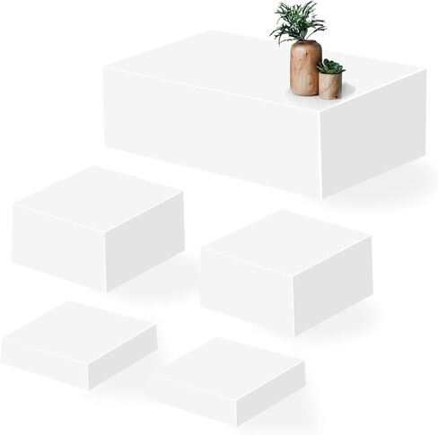 6 Steps Display Stands, White Acrylic Buffet Risers, Food Display Risers for Party with Hollow Bottoms in Kuwait