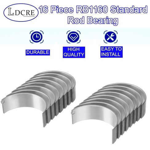 16 Piece RB1160 Standard Rod Bearing Set for Dodge Ram 1500, 2500, 3500, Chrysler 300, Jeep Commander, Grand Cherokee 5.7L 6.1L 6.4L V8, Replace 8-4960P, BB111J, CR8032CP, Connecting Rod Bearings Set in Saudi Arabia
