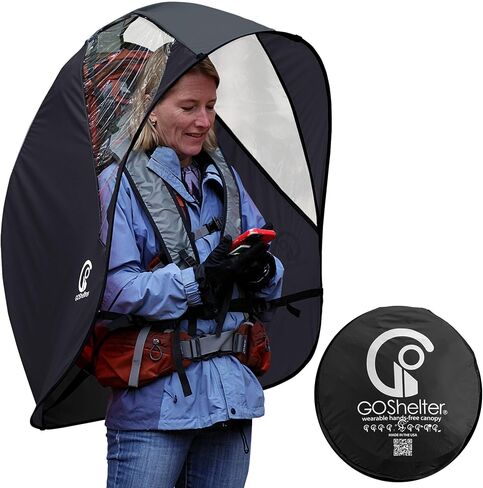 Backpack Umbrella Hands Free Canopy for Adults Hiking, Wearable Umbrella Hands Free, Travel, Wearable Canopy - Mariner Blue in Saudi Arabia