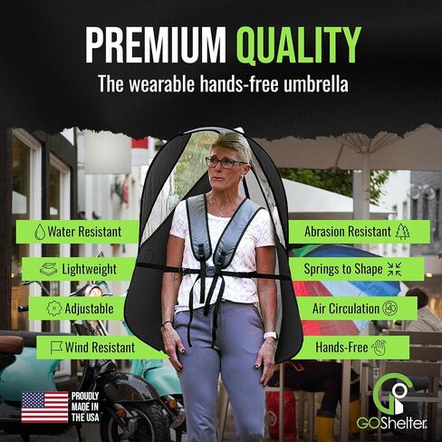Backpack Umbrella Hands Free Canopy for Adults Hiking, Wearable Umbrella Hands Free, Travel, Wearable Canopy - Mariner Blue in Saudi Arabia