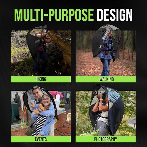 Backpack Umbrella Hands Free Canopy for Adults Hiking, Wearable Umbrella Hands Free, Travel, Wearable Canopy - Mariner Blue in Saudi Arabia