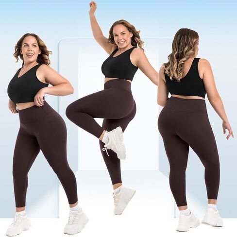 Sinophant Plus Size Leggings للنساء مع جيوب ، طماق XXL-4XL الممتدة للسيدات. in Kuwait