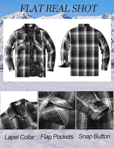 COOFANDY Men's Flannel Shirt Jackets Quilted Lined Plaid Jacket Long Sleeve Button Down Thick Winter Outwear Shackets in Saudi Arabia
