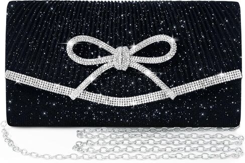 Evening Bag Clutch Purses for Women,Sparkly Bow Handbags Crossbody Bag Wedding Bag Glitter Rhinestone Party in Kuwait
