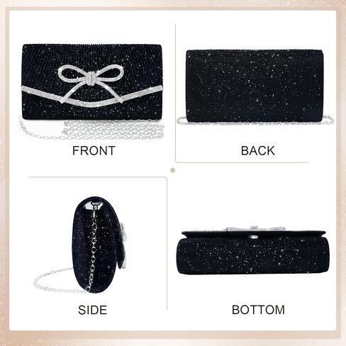Evening Bag Clutch Purses for Women,Sparkly Bow Handbags Crossbody Bag Wedding Bag Glitter Rhinestone Party in Kuwait
