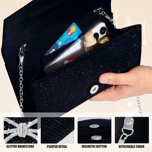 Evening Bag Clutch Purses for Women,Sparkly Bow Handbags Crossbody Bag Wedding Bag Glitter Rhinestone Party in Kuwait
