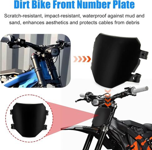 PSLER Electric Dirt Bike Number Front Plate with Zip Ties - PP Material Number Plate, Compatible with Light Bee S/X Segway X160 X260 Dirt Bike, Talaria Sting MX3/R MX4 XXX E-Ride, Black in Saudi Arabia