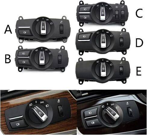 Interior Car Headlight Lamp Knob Switch Button Assembly for BMW 5 6 7 X3 X4 F10 F11 F06 F12 F01 F02 F07 F25 F26 61319192744(Model D) in Saudi Arabia