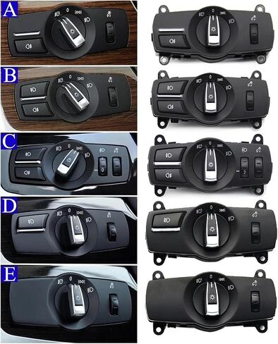 Interior Car Headlight Lamp Knob Switch Button Assembly for BMW 5 6 7 X3 X4 F10 F11 F06 F12 F01 F02 F07 F25 F26 61319192744(Model D) in Saudi Arabia