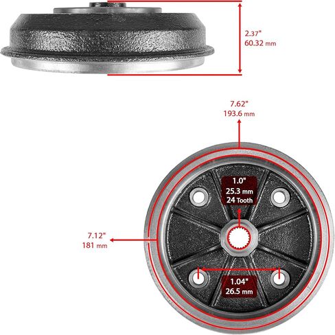 Caltric Front Left or Right Brake Drum with Seal Compatible with Kawasaki Mule 2510 KAF620A 4x4 1994 1995 1996-2000 in Saudi Arabia