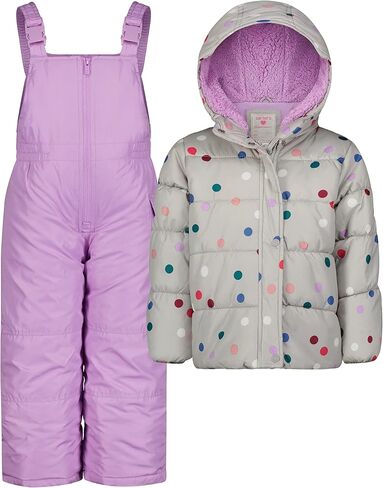 Carter's Girls' Heavyweight 2-Piece Skisuit Snowsuit, Grey Dots and Lilac, 3T in Saudi Arabia