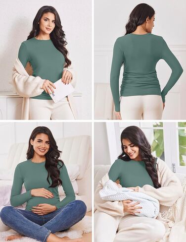قميص الأمومة الأمومة الطويلة 3Packs جولة حول الحمل قمم الحمل غير الرسمي قمصان أعلى TEE in Kuwait