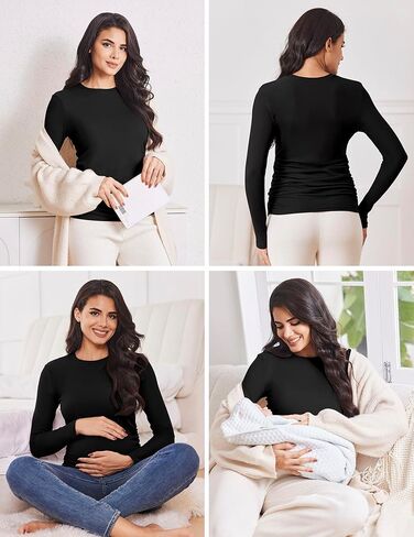 قميص الأمومة الأمومة الطويلة 3Packs جولة حول الحمل قمم الحمل غير الرسمي قمصان أعلى TEE in Kuwait