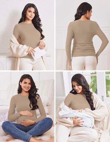 قميص الأمومة الأمومة الطويلة 3Packs جولة حول الحمل قمم الحمل غير الرسمي قمصان أعلى TEE in Kuwait