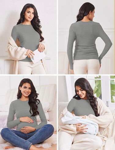 قميص الأمومة الأمومة الطويلة 3Packs جولة حول الحمل قمم الحمل غير الرسمي قمصان أعلى TEE in Kuwait