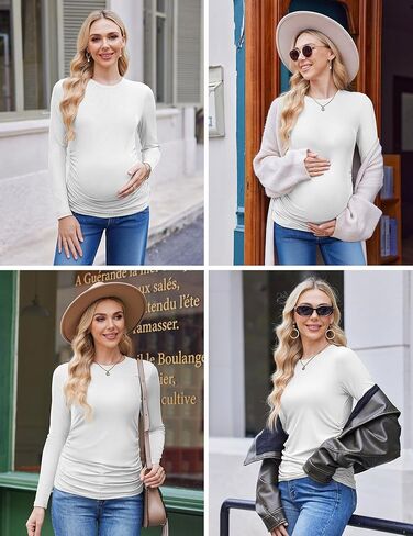 قميص الأمومة الأمومة الطويلة 3Packs جولة حول الحمل قمم الحمل غير الرسمي قمصان أعلى TEE in Kuwait