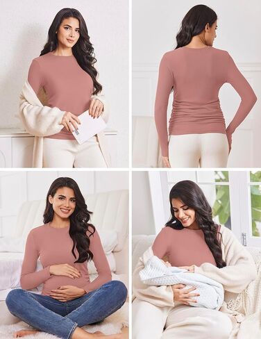 قميص الأمومة الأمومة الطويلة 3Packs جولة حول الحمل قمم الحمل غير الرسمي قمصان أعلى TEE in Kuwait