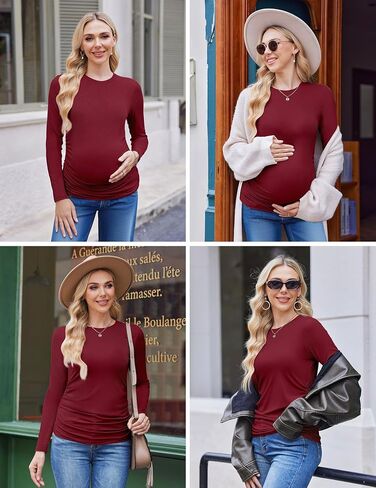 قميص الأمومة الأمومة الطويلة 3Packs جولة حول الحمل قمم الحمل غير الرسمي قمصان أعلى TEE in Kuwait