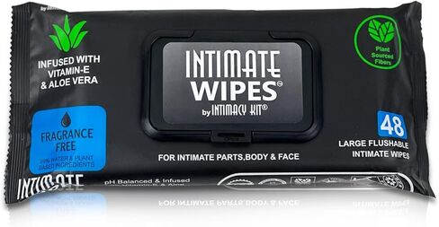 Intimate Wipes by INTIMACY KIT, 48 Large Hygiene Wipes, pH Balanced, Hypoallergenic, Fragrance Free, Infused with Vitamin-E, Chamomile & Aloe Vera, for Intimate Parts, Body & Face in Saudi Arabia