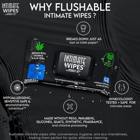 Intimate Wipes by INTIMACY KIT, 48 Large Hygiene Wipes, pH Balanced, Hypoallergenic, Fragrance Free, Infused with Vitamin-E, Chamomile & Aloe Vera, for Intimate Parts, Body & Face in Saudi Arabia