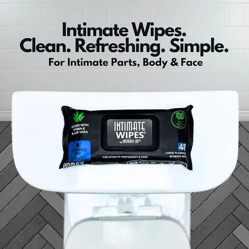 Intimate Wipes by INTIMACY KIT, 48 Large Hygiene Wipes, pH Balanced, Hypoallergenic, Fragrance Free, Infused with Vitamin-E, Chamomile & Aloe Vera, for Intimate Parts, Body & Face in Saudi Arabia
