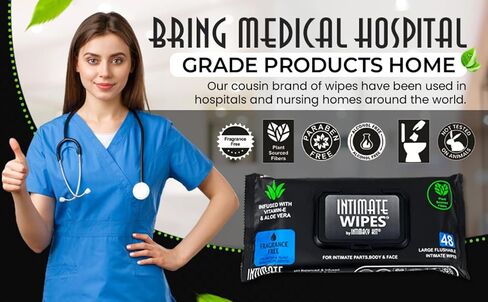 Intimate Wipes by INTIMACY KIT, 48 Large Hygiene Wipes, pH Balanced, Hypoallergenic, Fragrance Free, Infused with Vitamin-E, Chamomile & Aloe Vera, for Intimate Parts, Body & Face in Saudi Arabia