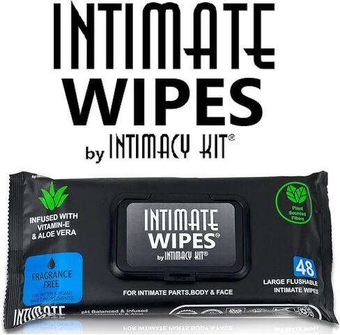 Intimate Wipes by INTIMACY KIT, 48 Large Hygiene Wipes, pH Balanced, Hypoallergenic, Fragrance Free, Infused with Vitamin-E, Chamomile & Aloe Vera, for Intimate Parts, Body & Face in Saudi Arabia