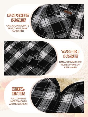 Mens Flannel Hoodies Fleece Full Zip Shirt Jacket Plaid Fall Winter Coat with Hood in Saudi Arabia