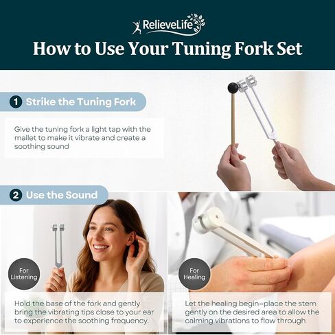 Tuning Forks for Healing Set (128Hz, 256Hz, 512Hz) – Tuning Fork Set with Reflex Hammer & Bag – Frequency Healing Devices & Sound Healing Instruments for Chakra Balancing, Yoga, Meditation & Therapy in Saudi Arabia