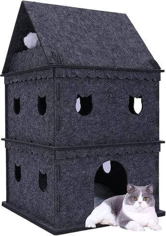 4-Storey Cat House for Indoor Cat Condos,Pet Cat Bed Cat Hideaway Strong Cat Castle for Multiple & Large Cats in Saudi Arabia