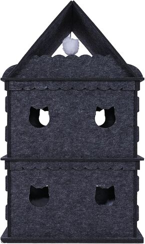 4-Storey Cat House for Indoor Cat Condos,Pet Cat Bed Cat Hideaway Strong Cat Castle for Multiple & Large Cats in Saudi Arabia