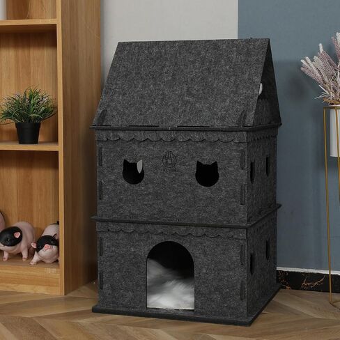 4-Storey Cat House for Indoor Cat Condos,Pet Cat Bed Cat Hideaway Strong Cat Castle for Multiple & Large Cats in Saudi Arabia