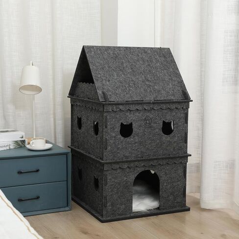 4-Storey Cat House for Indoor Cat Condos,Pet Cat Bed Cat Hideaway Strong Cat Castle for Multiple & Large Cats in Saudi Arabia