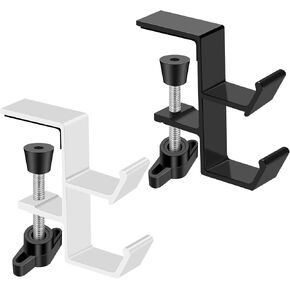 Desktop Hook Under-Table Handbag Hanger Wallet Hook Simple for Holiday Decoration Desktop Backpack Rack Headphone Hanger 2-Piece Pack Double Hook (Black) in Saudi Arabia