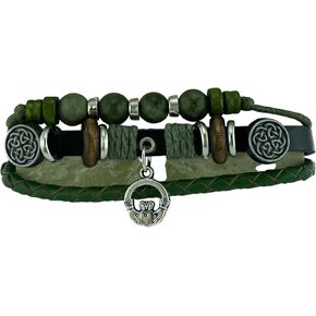 Charm Hippy Bracelet Connemara Marble Beads Adjustable Genuine Leather Bracelet Birthday Irish Gift Celtic Symbol Present in Kuwait