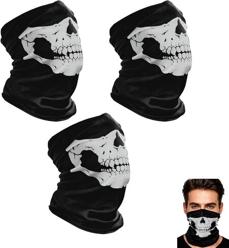 3 Pack Skull Balaclava Face Mask - Breathable Windproof Neck Gaiter for Motorcycle Riding, Skiing, Halloween Costume Accessories in Saudi Arabia