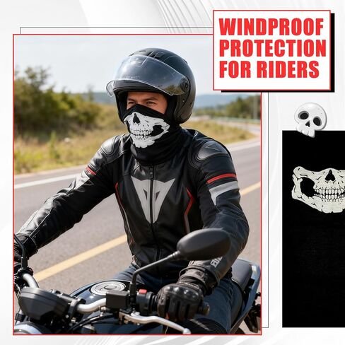 3 Pack Skull Balaclava Face Mask - Breathable Windproof Neck Gaiter for Motorcycle Riding, Skiing, Halloween Costume Accessories in Saudi Arabia